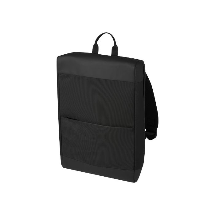 Rise plecak na laptopa o przekątnej 15,6 cali z tworzywa sztucznego pochodzącego z recyclingu z certyfikatem GRS -Czarny – Gift Design