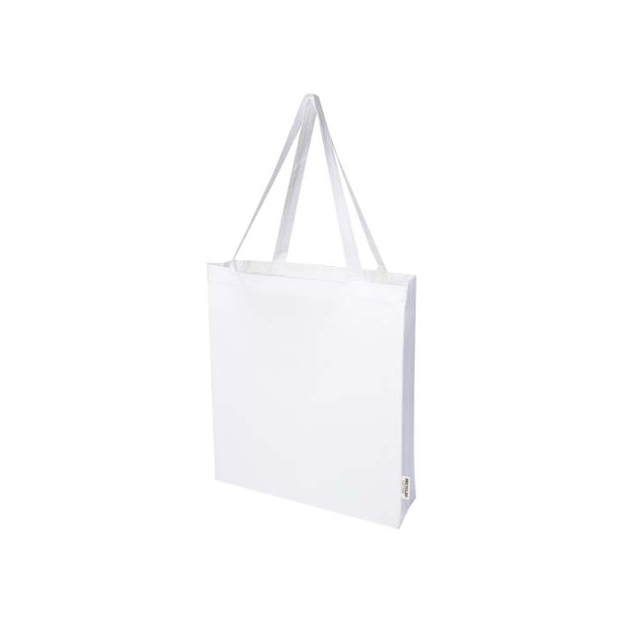Madras torba na zakupy z bawełny z recyklingu z certyfikatem GRS 140 g-m² z dnem 12L-Biały – Gift Design