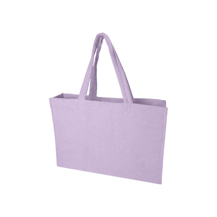 Torba plażowa Siam z materiału frotte z recyklingu GRS, o pojemności 13 l-Liliowy – Gift Design