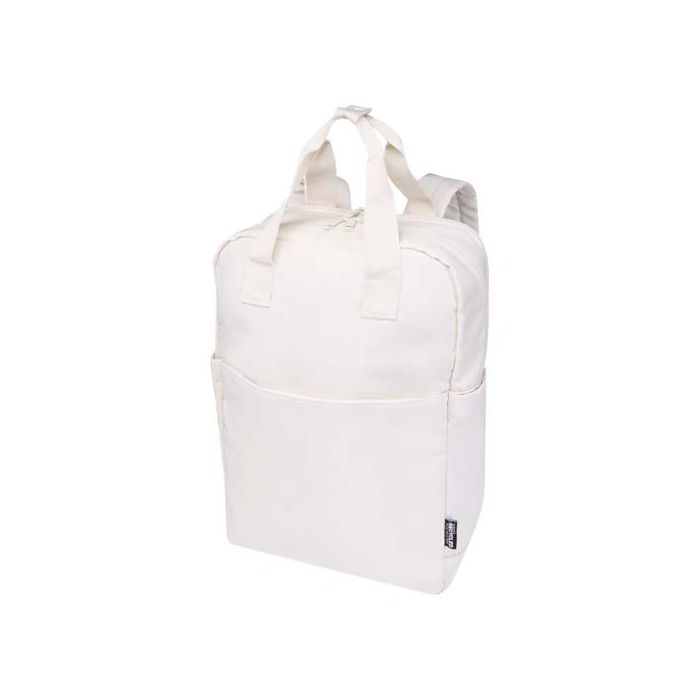 Trip Aware™, plecak na laptopa 14 cali wykonany z materiałów z recyklingu, 9 l-Złamana biel – Gift Design