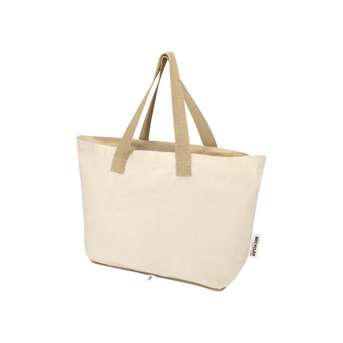 Sierra torba na zakupy z bawełny z recyklingu z certyfikatem GRS o gramaturze 140 g-m², 12 l-Naturalny – Gift Design