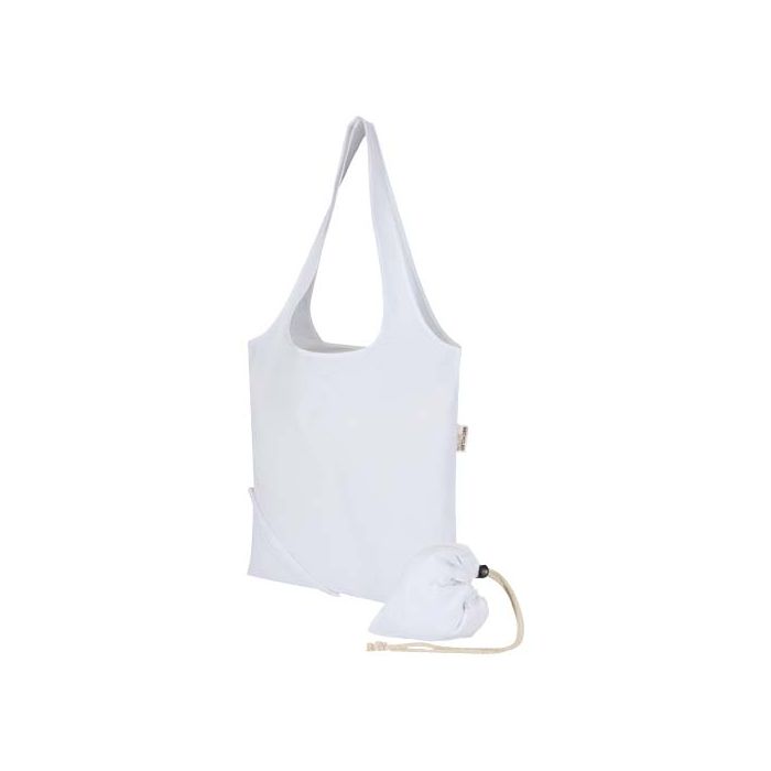 Madras Blend - torba na zakupy, wykonana z recyklingowanej baweły o gramaturze 140 g-m² posiadającej certyfikat GRS, składana-Biały – Gift Design