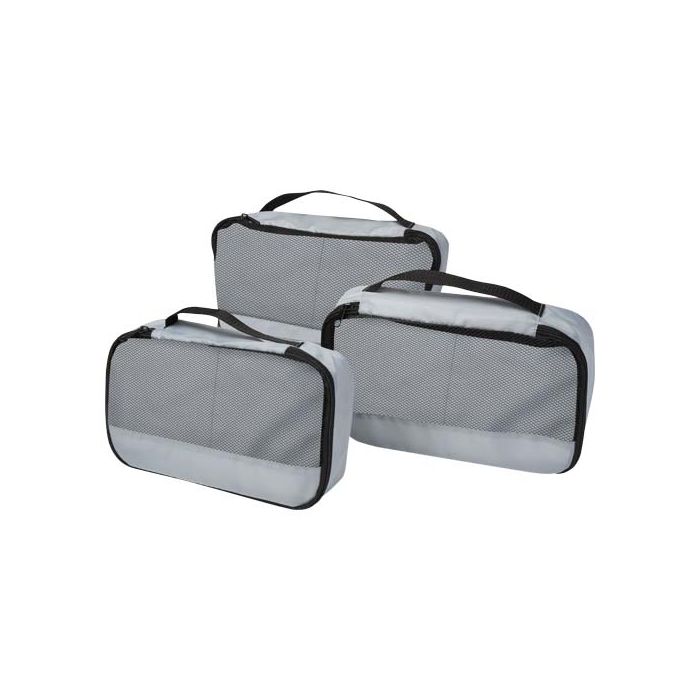 Jet GRS - organizery podróżne w kształcie sześcianu, wykonane z materiałów z recyklingu - zestaw 3 sztuk-Szary – Gift Design