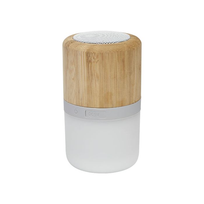 Bambusowy głośnik Bluetooth® Aurea z podświetleniem -Naturalny – Gift Design