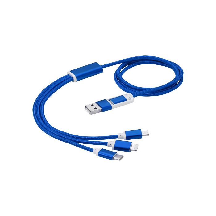 Kabel do ładowania 5 w 1 z podwójnym wejściem Versatile-Królewski niebieski – Gift Design