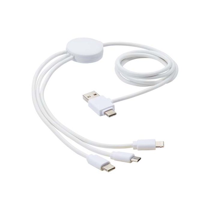 Pure kabel do ładowania 5-w-1 z dodatkiem antybakteryjnym-Biały – Gift Design