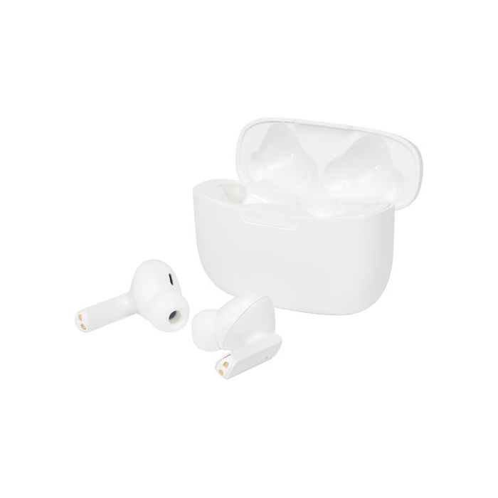 Essos 2.0 automatycznie parujące się bezprzewodowe słuchawki douszne z technologią True Wireless i futerałem-Biały – Gift Design