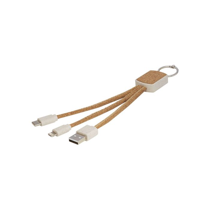 Bates słoma pszeniczna i korek, kabel do ładowarki 3 w 1-Naturalny – Gift Design