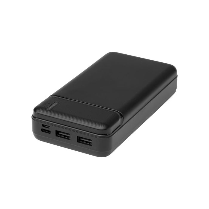 Loop powerbank o pojemności 20 000 mAh z tworzyw sztucznych pochodzących z recyklingu -Czarny – Gift Design