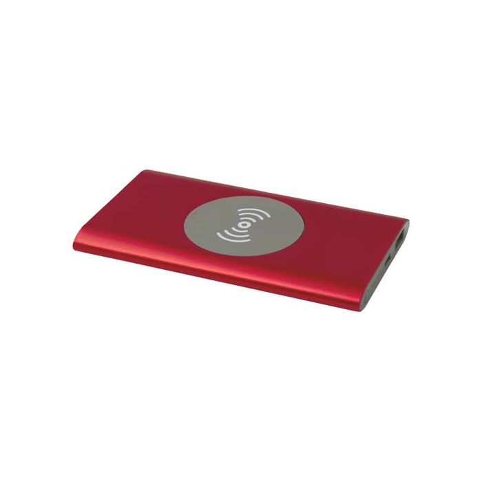 Juice bezprzewodowy powerbank o pojemności 4000 mAh Type-C z aluminium pochodzącego z recyklingu -Czerwony – Gift Design
