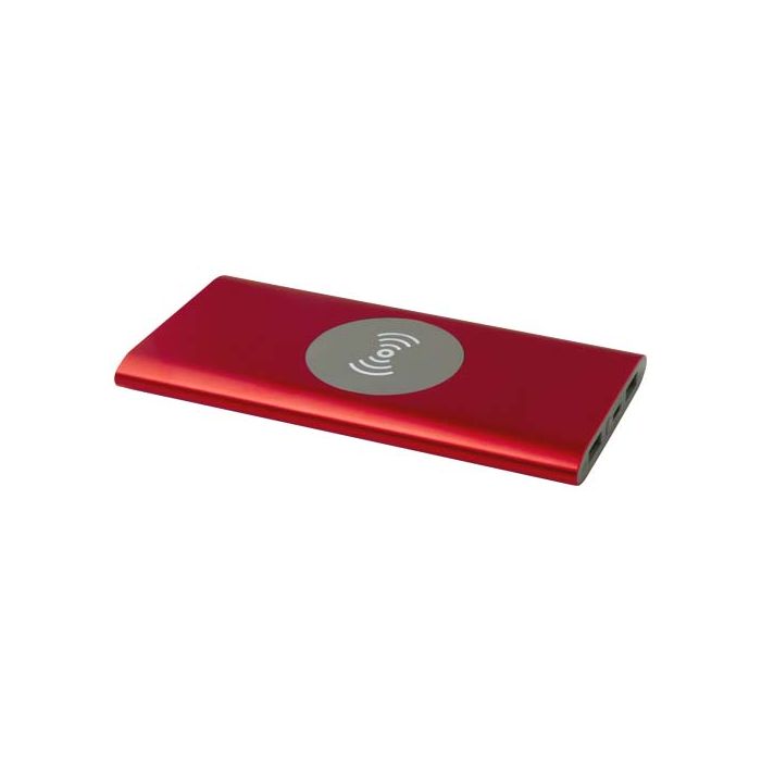 Juice bezprzewodowy powerbank o pojemności 8000 mAh Type-C z aluminium pochodzącego z recyklingu-Czerwony – Gift Design