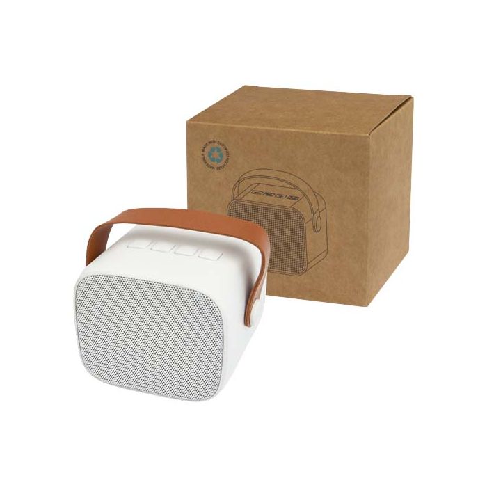 Diya bezprzewodowy głośnik 3 W wykonany z tworzyw sztucznych pochodzących z recyklingu-Biały – Gift Design