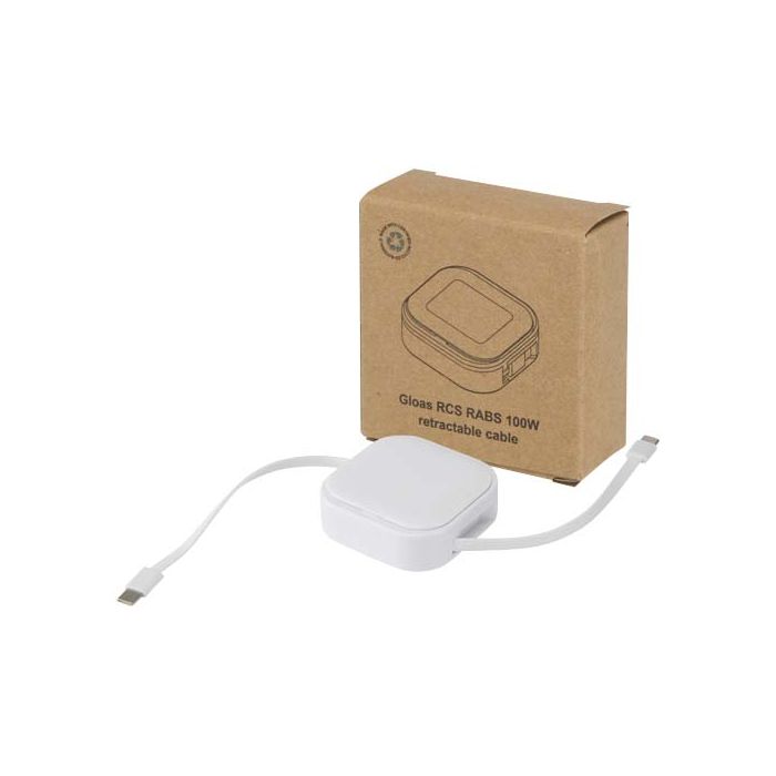 Gloas kabel 5-w-1 z recyklingu do synchronizacji danych z funkcją szybkiego ładowania 100 W i zestawem narzędzi do smartfonów-Biały – Gift Design