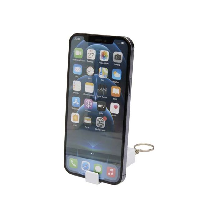 Aggia podstawka pod telefon z recyklingowanego tworzywa sztucznego z sensoryczną zabawką antystresową-Biały – Gift Design