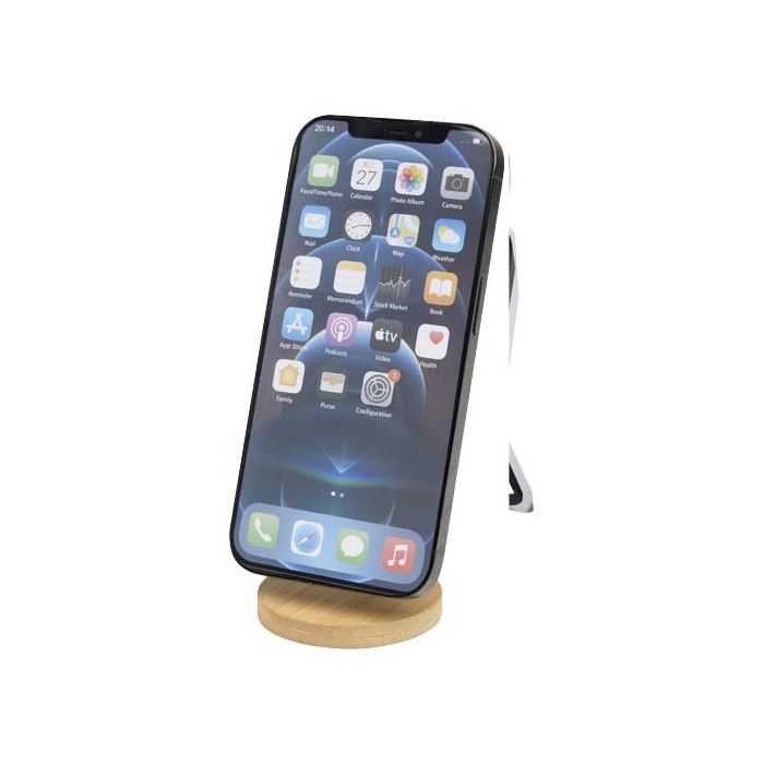 Alcor składana podstawka na telefon z mocowaniem magnetycznym, wykonana z tworzyw sztucznych pochodzących z recyklingu z elem-Biały – Gift Design