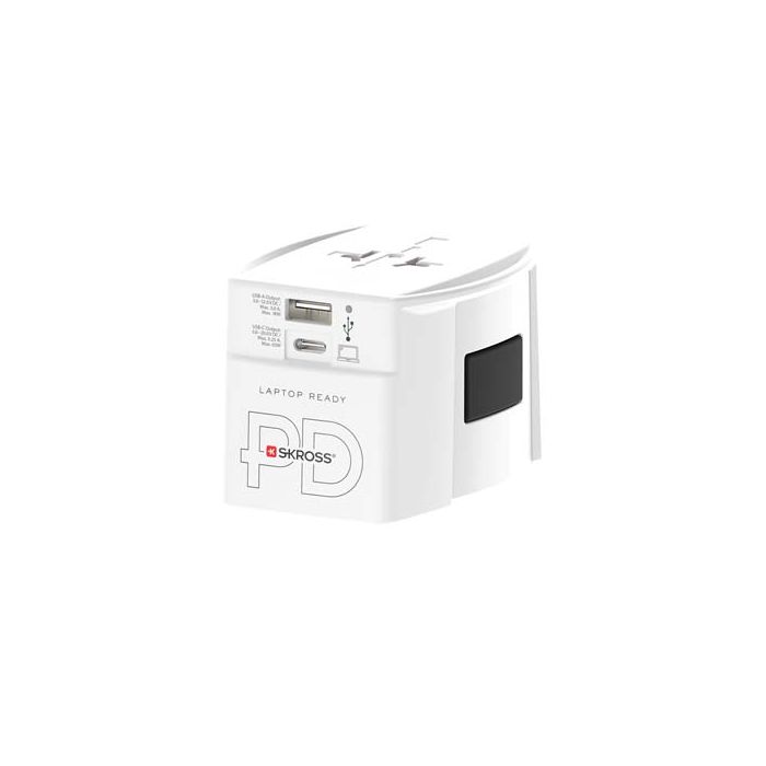 SKROSS® MUV AC65PD – uniwersalna przejściówka z kablem USB-C -Biały – Gift Design