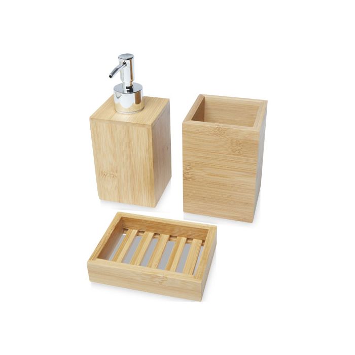 Hedon 3-częściowy bambusowy zestaw do łazienki-Naturalny – Gift Design