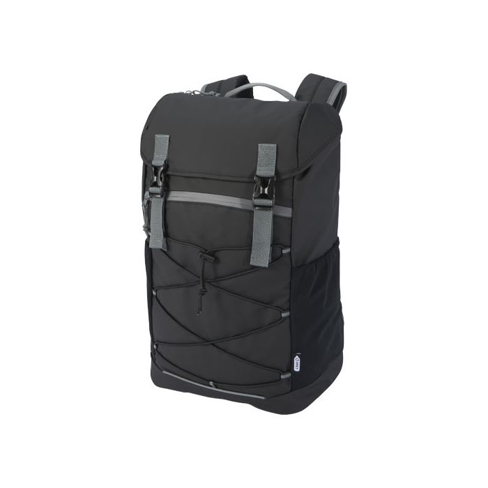Aqua wodoodporny plecak z recyklingu z certyfikatem GRS na laptopa z ekranem 15,6 cali o pojemności 23 l-Czarny – Gift Design