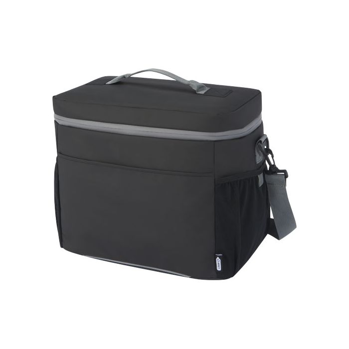 Joey wodoodporna torba termoizolacyjna z recyklingu z certyfikatem GRS o pojemności 22 l mieszcząca 20 puszek-Czarny – Gift Design