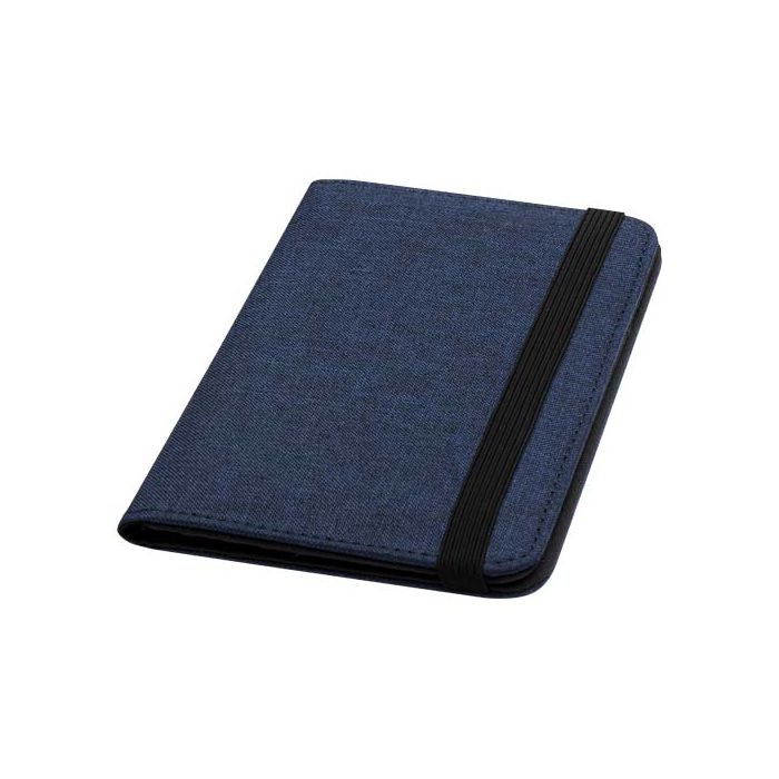 Ross etui na paszport RPET RFID wykonane z materiałów z recyklingu z certyfikatem GRS-Melanż granatowy – Gift Design