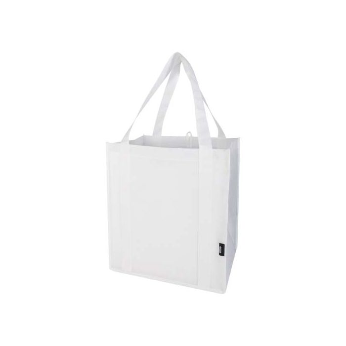 Liberty torba na zakupy z twardym dnem o pojemności 29 l wykonana z włókniny z recyklingu z certyfikatem GRS-Biały – Gift Design