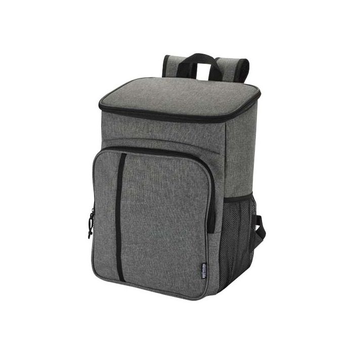 Tundra plecak termiczny z certyfikatem GRS z recyklingu z zestawem sztućców, 20 l-Melanż szary – Gift Design