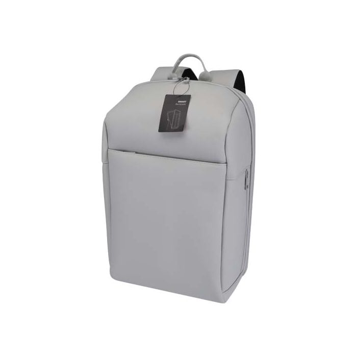 SMART plecak na laptopa 15” wykonany z materiałów z recyklingu (certyfikat GRS), o pojemności 18 litrów-Jasny szary – Gift Design
