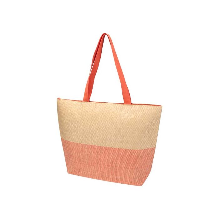 Rhythm - duża torba na ramię z papieru słomianego, z zamkiem błyskawicznym, pojemność 21 litrów-Ceglasty – Gift Design