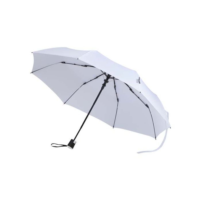 Składany parasol Agnes 21 cali z funkcją automatycznego otwierania, wykonany z tworzywa RPET-Biały – Gift Design