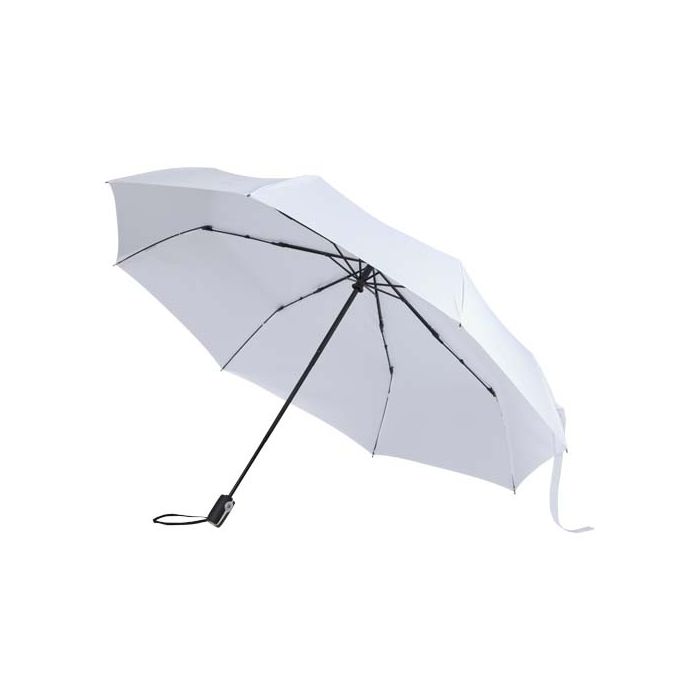 Składany parasol Gale 27 cali wykonany został z tworzywa sztucznego RPET. Wyposażony jest w funkcję automatycznego otwierania-Biały – Gift Design