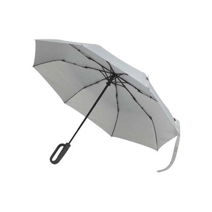 Składany parasol SMART 21 cali, wykonany z tworzywa sztucznego RPET-Jasny szary – Gift Design