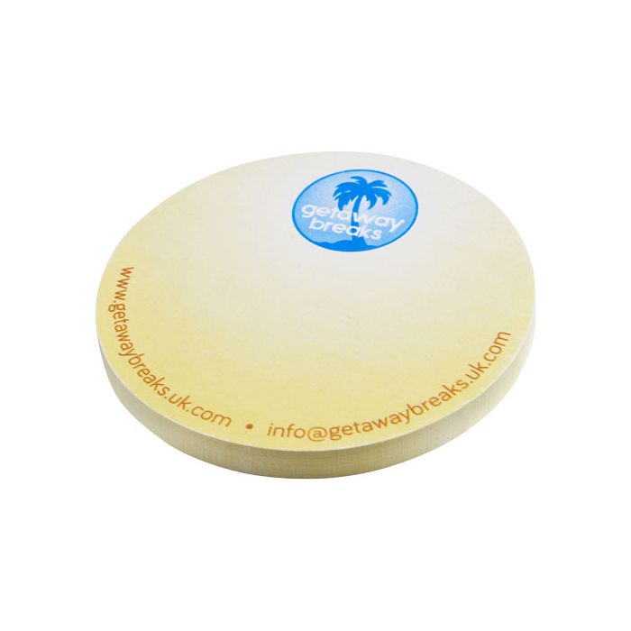 Sticky-Mate® karteczki samoprzylepne z materiałów z recyklingu w kształcie koła-Biały – Gift Design