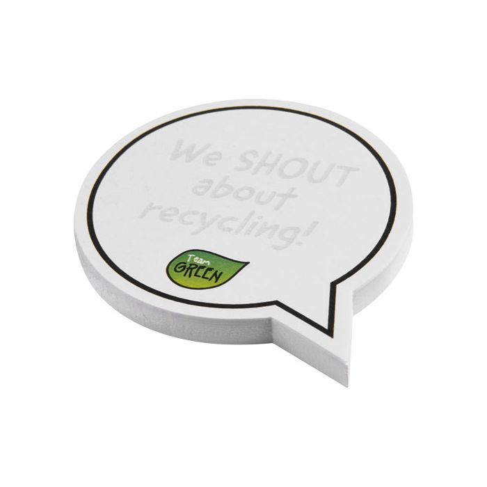 Sticky-Mate® karteczki samoprzylepne z materiałów z recyklingu w kształcie chmurek na tekst-Biały – Gift Design