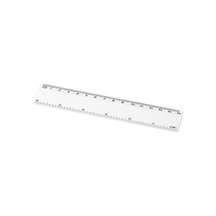 Refari linijka z tworzywa sztucznego pochodzącego z recyklingu o długości 15 cm-Biały – Gift Design
