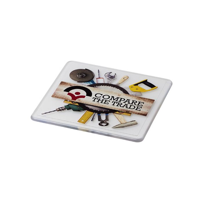 Podkładka kwadratowa Renzo wykonana z tworzywa sztucznego-Przezroczysty klarowny – Gift Design