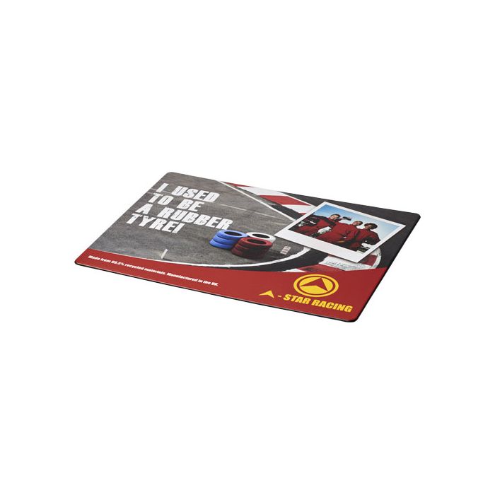 Podkładka pod mysz Brite-Mat® z opon poddanych recyklingowi-Czarny – Gift Design