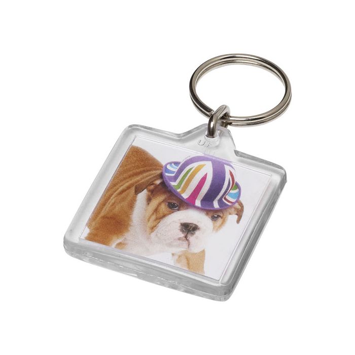 Kwadratowy brelok Vial U1-Przezroczysty klarowny – Gift Design