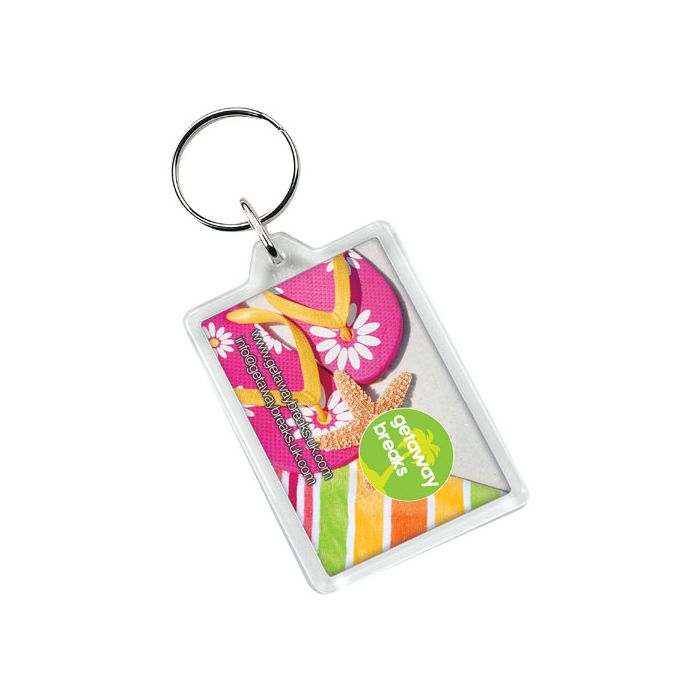 Prostokątny brelok Vito C1-Przezroczysty klarowny – Gift Design