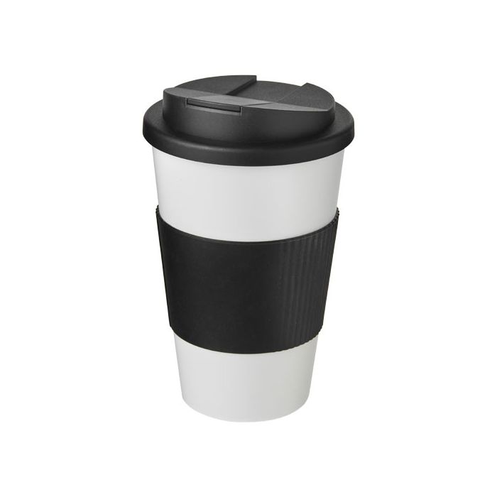 Kubek Americano® 350 ml z uchwytem i pokrywką chroniącą przed rozlaniem-Biały – Gift Design