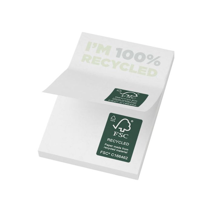 Karteczki samoprzylepne z recyklingu o wymiarach 50 x 75 mm Sticky-Mate® -Biały – Gift Design