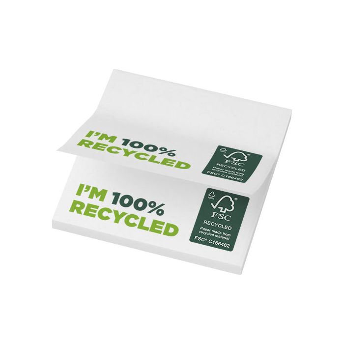 Karteczki samoprzylepne z recyklingu o wymiarach 75 x 75 mm Sticky-Mate®-Biały – Gift Design