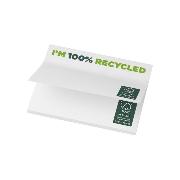Karteczki samoprzylepne z recyklingu o wymiarach 100 x 75 mm Sticky-Mate®-Biały – Gift Design