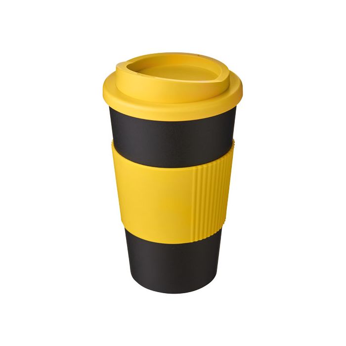 Americano® 350 ml termoizolowany kubek z uchwytem-Żółty – Gift Design