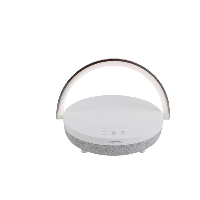Prixton głośnik Bluetooth® 10 W 4 w 1 ze światłem LED i podstawą do ładowania bezprzewodowego-Biały – Gift Design