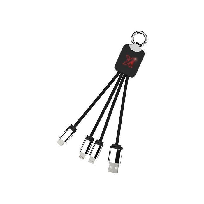 Kabel z podświetlonym logo 3w1 z brelokiem - SCX.design C15-Czerwony – Gift Design
