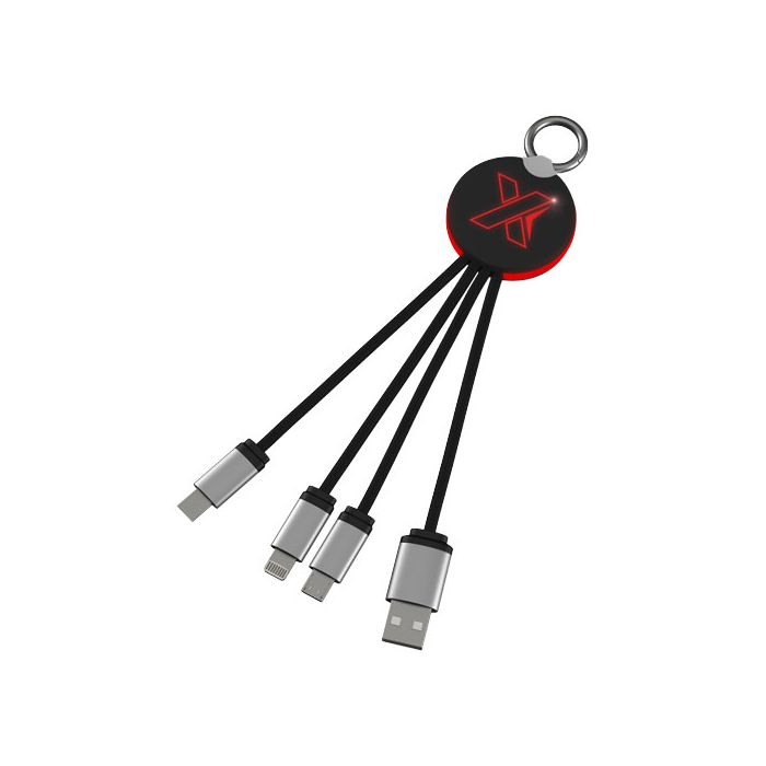 Kabel z podświetlonym logo 3w1 z brelokiem - SCX.design C16-Czerwony – Gift Design