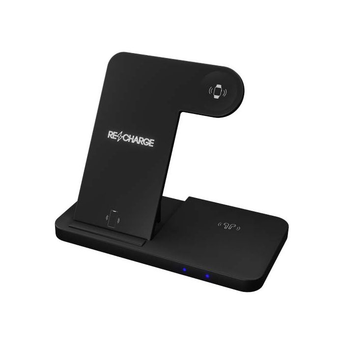 SCX.design W28 bezprzewodowa baza ładująca 3 w 1 ze stojakiem na telefon-Czarny – Gift Design