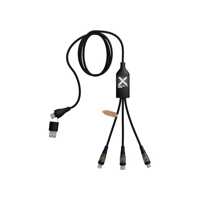SCX.design C50 kabel szybkiego ładowania 5 w 1 o mocy 100 W-5 A z wyświetlaczem cyfrowym-Czarny – Gift Design