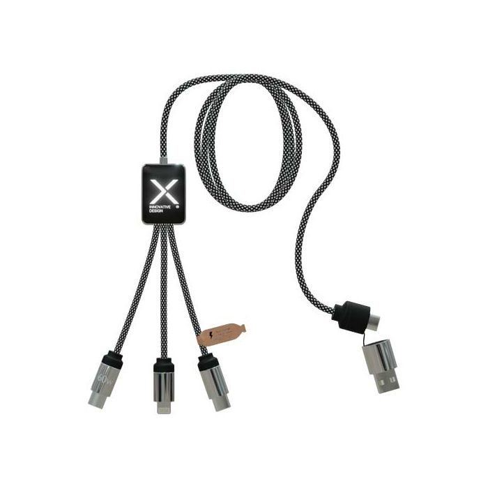 SCX.design C33 kabel do ładowania typu C o mocy 60 W z podwójnym podświetlanym logo -Melanż czarny – Gift Design
