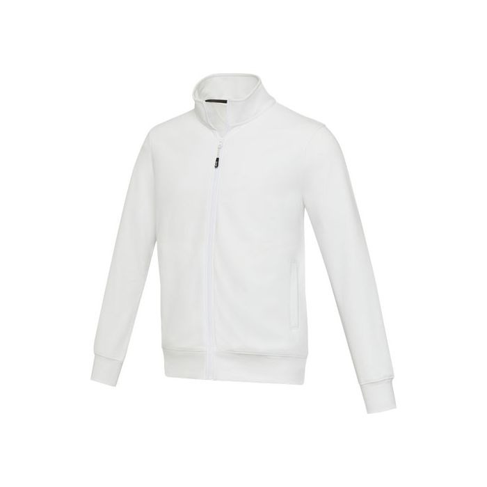 Galena bluza unisex z recyklingu z zamkiem błyskawicznym na całej długości 320 g-m²-Biały – Gift Design